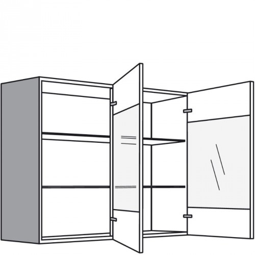 Hängeschrank mit 2 Glasdrehtüren