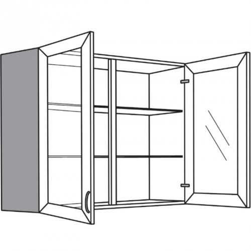 Hängeschrank mit 2 Rahmen-Glasdrehtüren