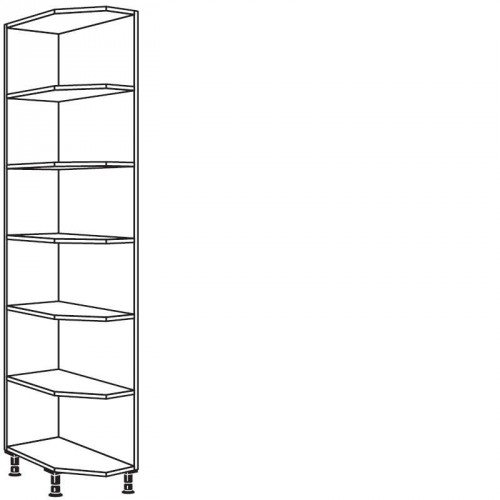 Hochschrank Abschlussregal, diagonal mit 5 feste Böden