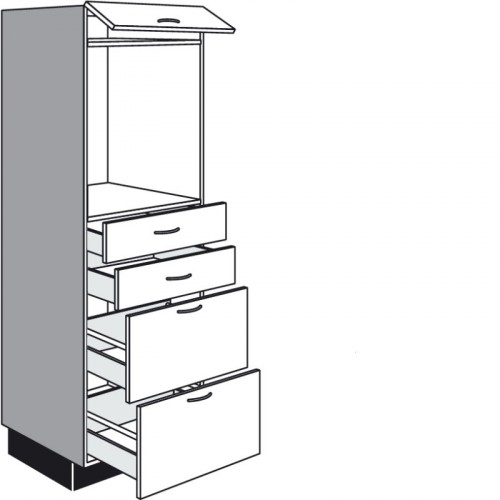 Highboard für Einbaugeräte mit 2 Auszüge und 2 Schubkästen