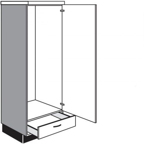 Highboardschrank für Einbaugeräte mit 1 Geräte-Drehtür und 1 Schubkasten