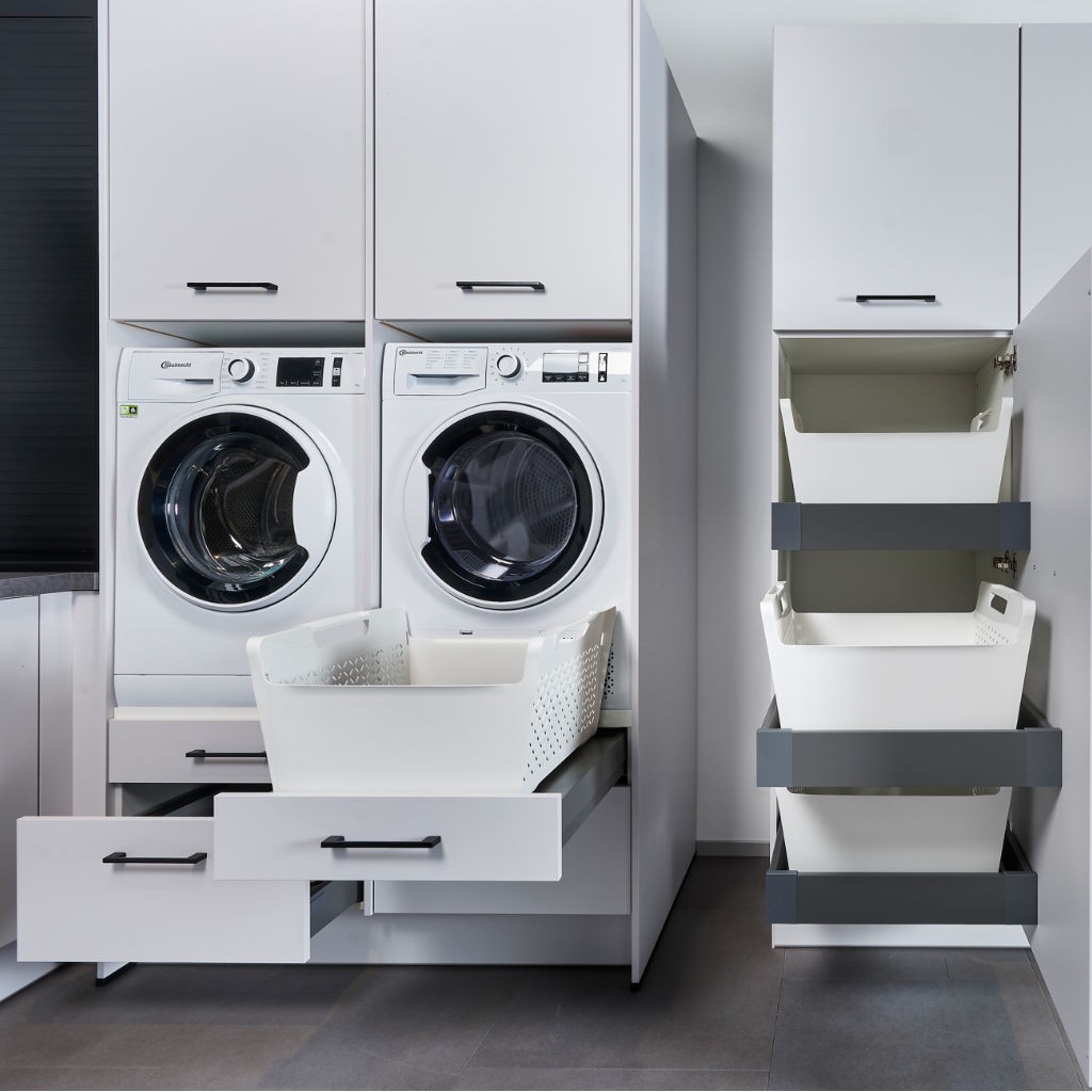 Modulschrank für hochgebaute Waschmaschine/Trockner
