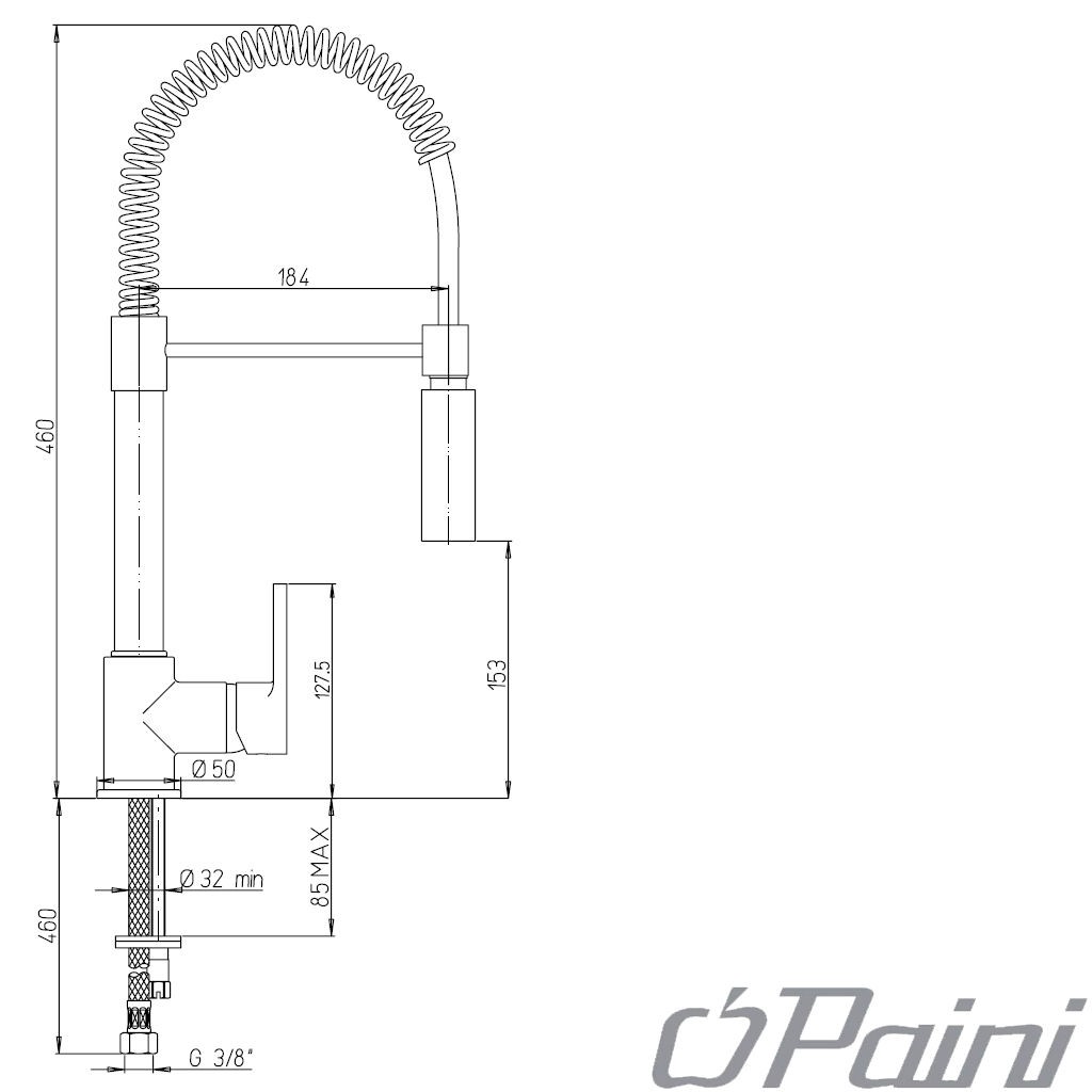 Paini arena Küchenarmatur mit Federauslauf