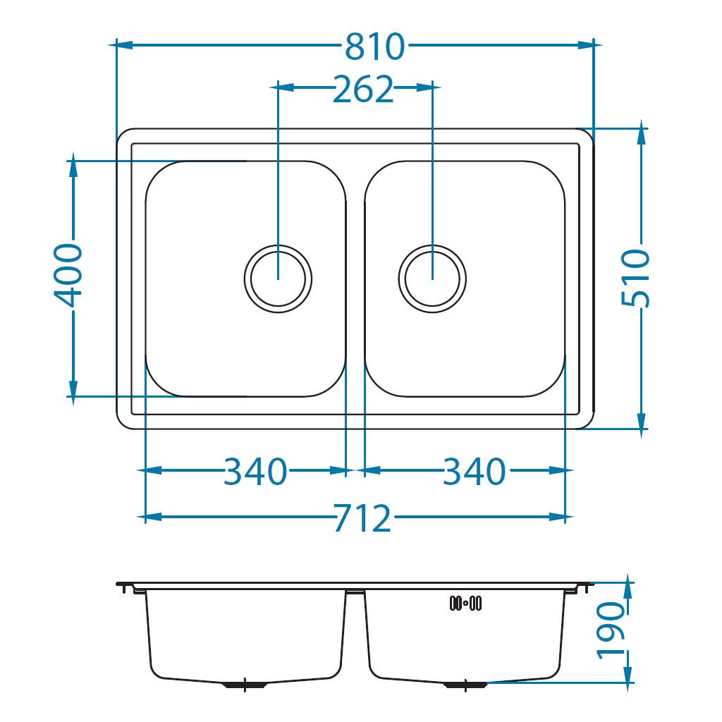 Einbau-Doppelspüle Elegant 40 in Edelstahl