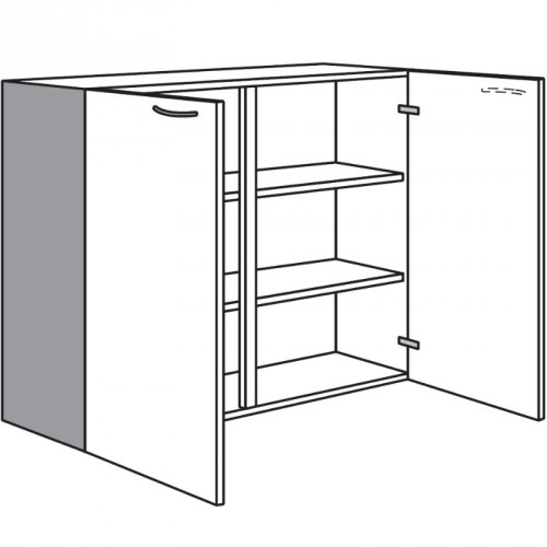 Vitrinen-Hängeschrank mit 2 Drehtüren