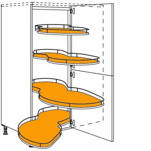 Eck-Highboard mit 4 Holzschwenktablare