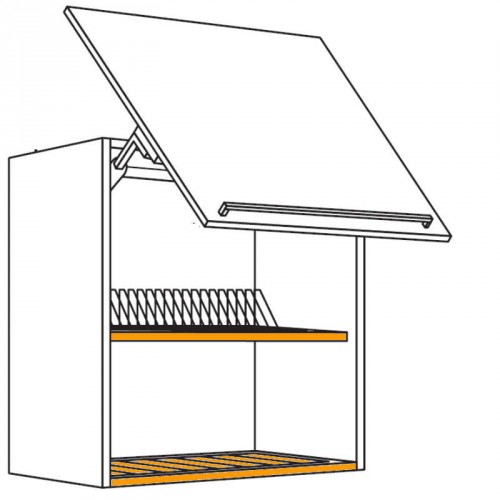 Wandschrank mit Schwingklappe und Abtropfgitter