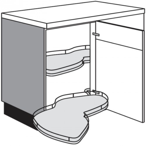 Eckunterschrank mit 2 voll ausschwenkbare LeMans Drehböden