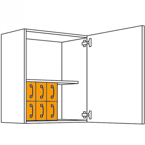 Wandschrank mit 6 Schütten aus Kunststoff