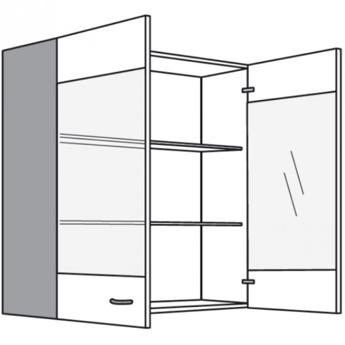 Hängeschrank mit 2 Glasdrehtüren