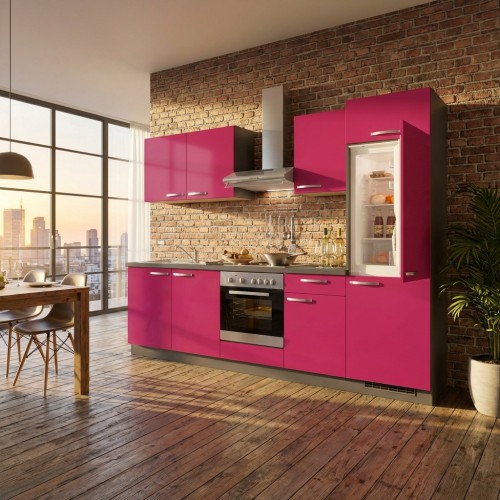 Moderne Einbauk&uuml;che Standardk&uuml;che 270 cm breit inkl. Sp&uuml;le und&nbsp; Elektroger&auml;ten