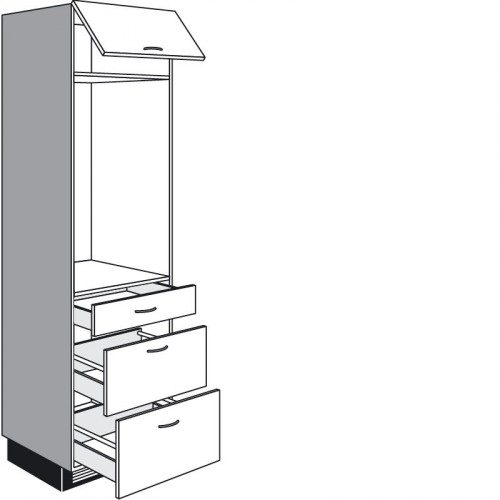 Seitenschrank für Geräte mit 2 Auszüge 1 Schubkasten und 1 Klappe