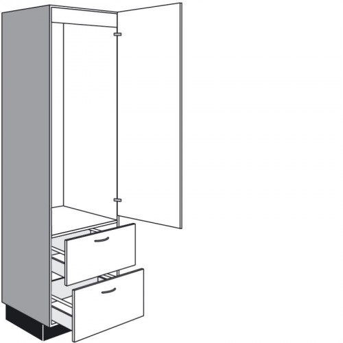 Geräteschrank mit 1 Geräte-Drehtür und 2 Auszüge