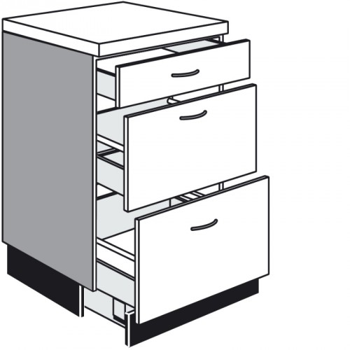 Unterschrank mit 1 Schubkasten 1 Auszug und 1 Sockelwanne