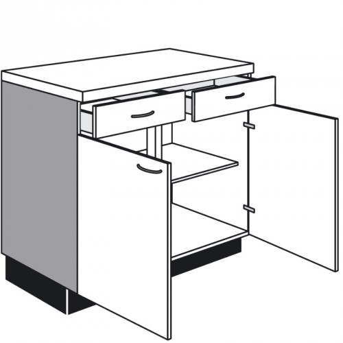 Unterschrank mit 2 Schubkästen und 2 Drehtüren