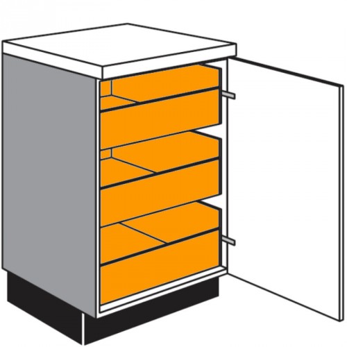 Unterschrank 1 Drehtür und 3 Innenschubkästen