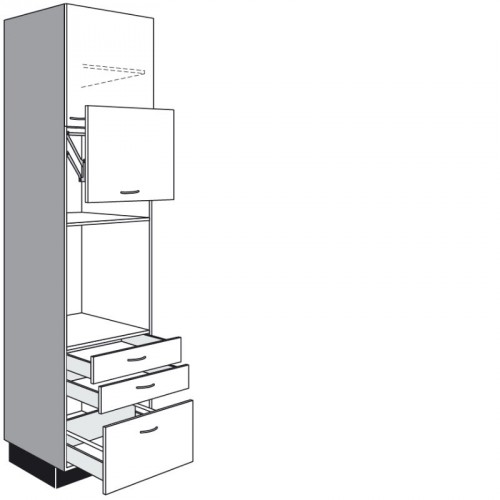 Hochschrank für Einbaugeräte mit 1 Lifttür, 1 Drehtür und 1 Auszug