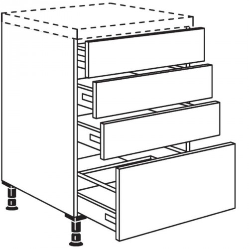 Auszugschrank mit 1 Auszug 3 Schubkästen