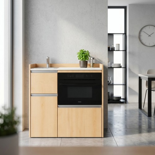 modulLINE ML 100 KOA Minik&uuml;che aus Holz mit Mikrowellenofen