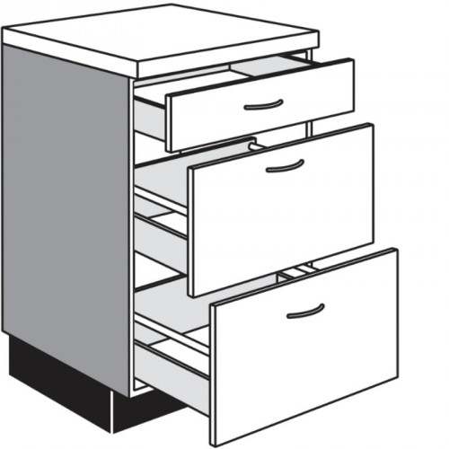 Unterschrank mit 1 Schubkasten und 2 Auszüge