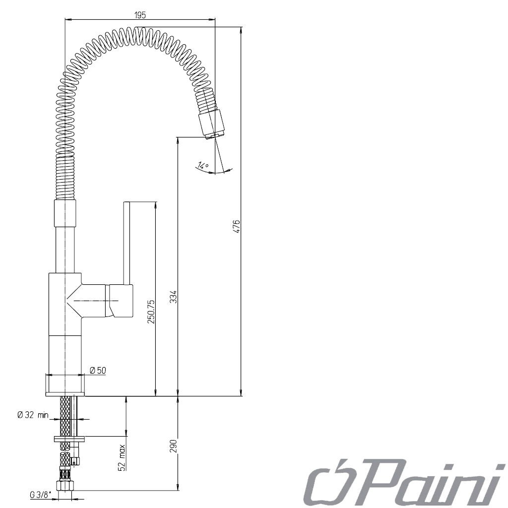 Paini Cox Einhebelmischer mit Federauslauf