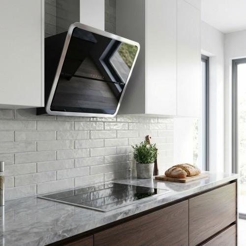 Diagonalhaube Glas schwarz mit chrom Umrandung