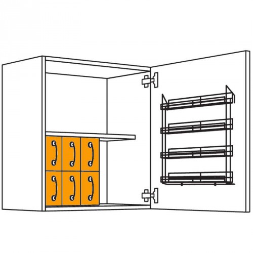 Wandschrank mit 6 Schütten aus Kunststoff