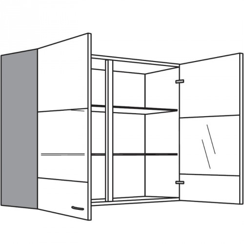 Hängeschrank mit 2 Segmentglastüren