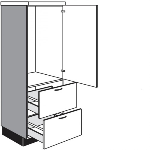 Highboardschrank für Einbaugeräte mit 2 Auszügen und 1 Geräte-Drehtür