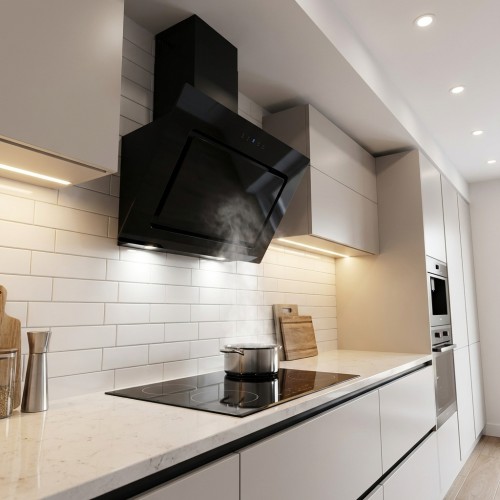 Schräghaube Glas schwarz mit Randabsaugung Schräghaube Glas schwarz mit Randabsaugung