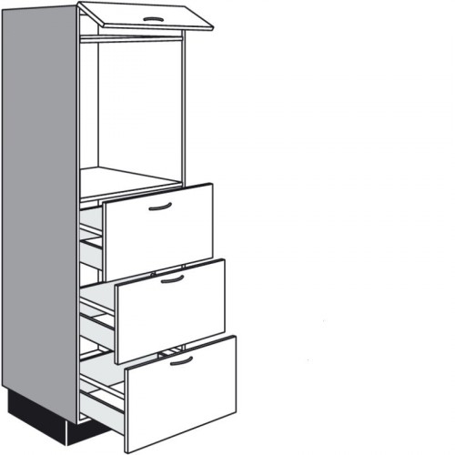 Highboard für Einbaugeräte mit 3 Auszüge 1 Klappe