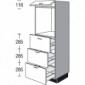 Highboard für Einbaugeräte mit 3 Auszüge 1 Klappe [2/17]