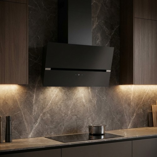 Schräghaube Glas schwarz mit Edelstahl 2x2 Watt LED 2700-4000 K Schräghaube Glas schwarz mit Edelstahl 2x2 Watt LED 2700-4000 K