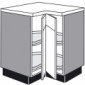 Eck-Unterschrank mit Kunststoff-Drehböden geteilte einschwenkbare Türen(verstiftet) mit Anschlagdämpfung [1/16]