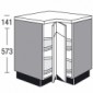 Eck-Unterschrank mit Kunststoff-Drehböden geteilte einschwenkbare Türen(verstiftet) mit Anschlagdämpfung [2/16]