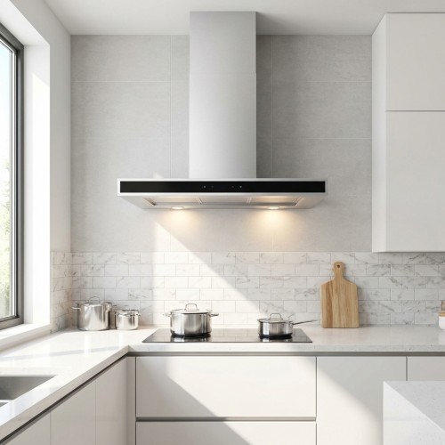 Dunstabzugshaube mit schwarzglas front