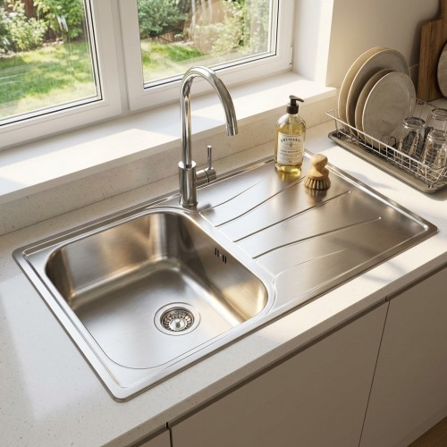 Einbausp&uuml;le mit Abtropffl&auml;che in Edelstahl Diplomat 10 ECO