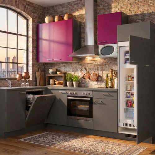 Einbauk&uuml;che Winkelk&uuml;che mit Elektroger&auml;ten 175x280 cm Stellmass