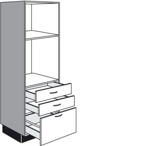 Highboard für Einbaugeräte mit 1 Auszug und 2 Schubkästen Nischenhöhe mit Kombinationsmöglichkeiten