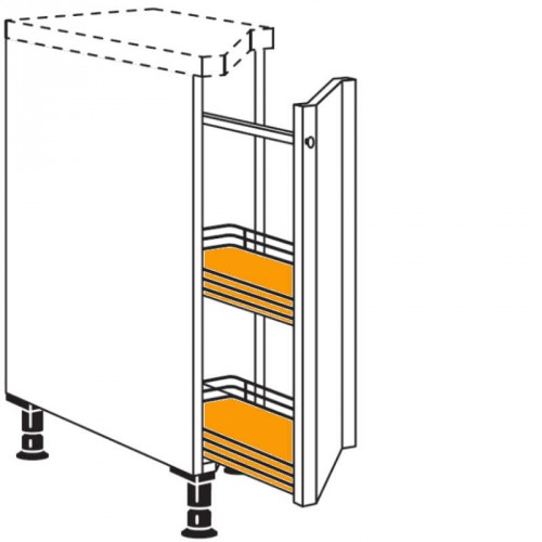 Auszugschrank diagonal mit durchgehender Tür