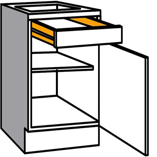 Unterschrank mit 1 Schublade und durchgängiger Tür