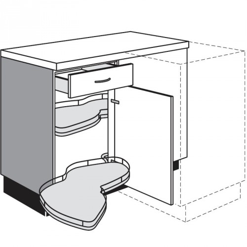 Eckunterschrank mit 2 voll ausschwenkbare LeMans Drehböden