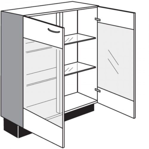 Vitrinen-Unterschrank mit 2 Glas-Drehtüren