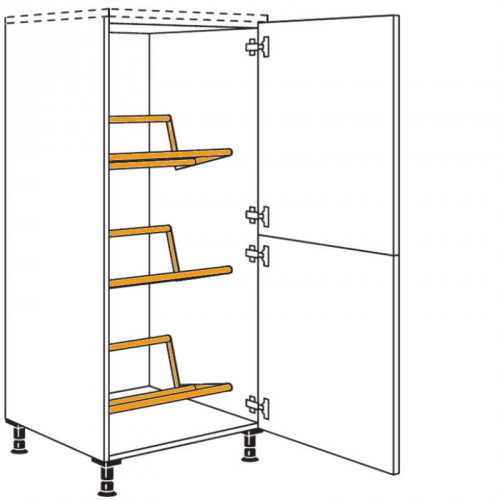 Highboard für Getränkekisten mit 1 verlaschte Tür