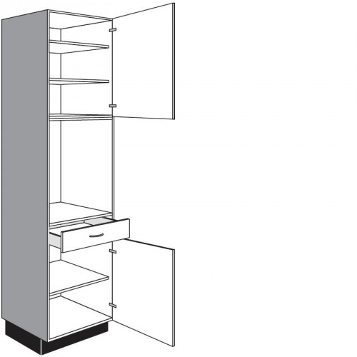 Seitenschrank für Einbaugeräte mit 2 Drehtüren 1 Schubkasten