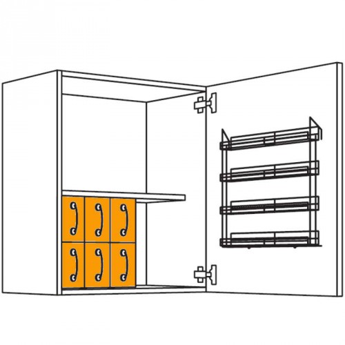 Wandschrank mit 6 Schütten aus Kunststoff