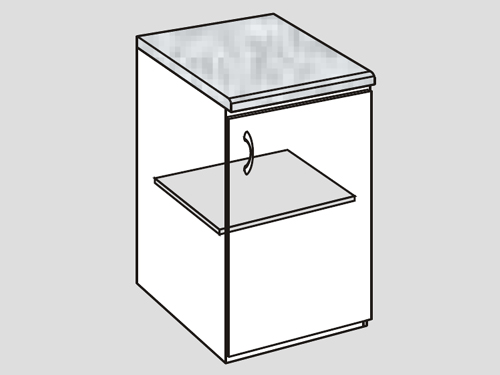 Unterschrank mit Arbeitsplatte und 1 Boden 40 - 60 cm