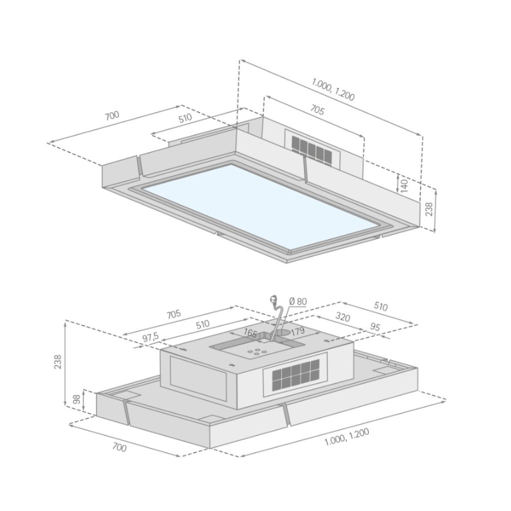 Umluft Deckenlüfter mit Randabsaugung