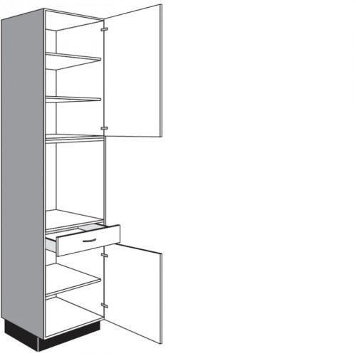 Hochschrank für Einbaugeräte mit 2 Drehtüren und 1 Schubkasten