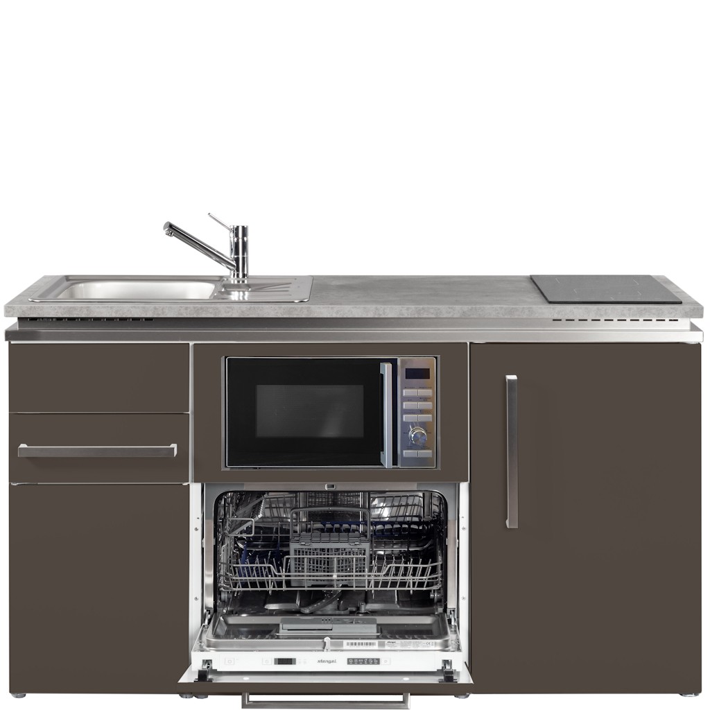 Miniküche Designline 150 cm breit mit Mikrowelle, Geschirrspüler